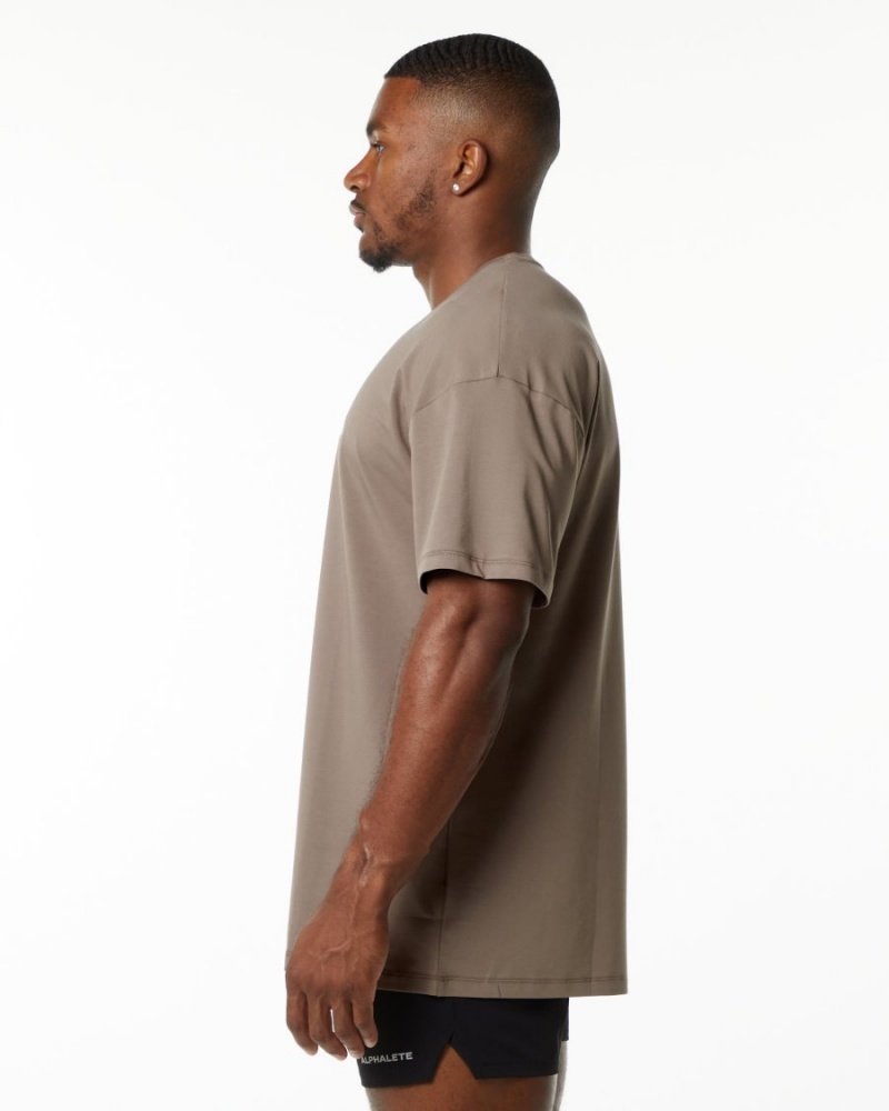 Chemises Alphalete Emblem Tee Mocha Homme | VBZ-29516639