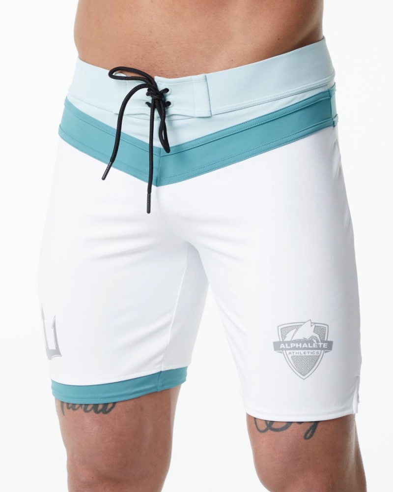 Shorts De Bain Alphalete Trident Competition Corta Blanche Homme | HIS-08420187