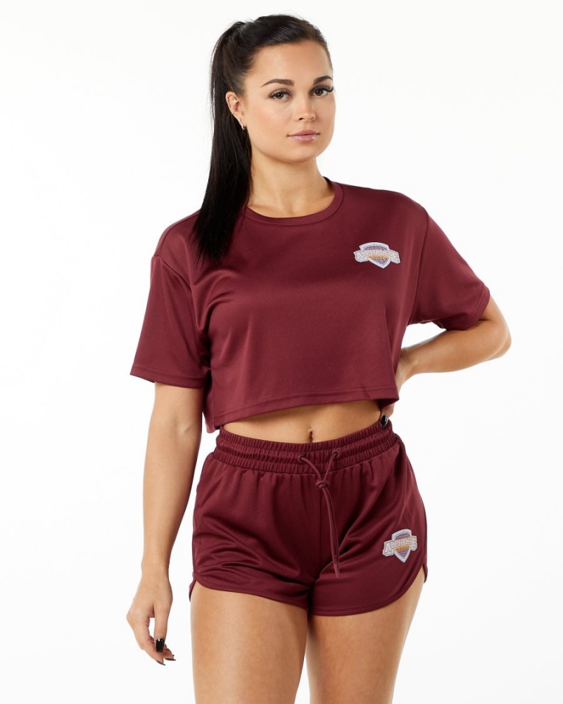 Chemises Alphalete Varsity Crop Crimson Femme | YEY-83058023