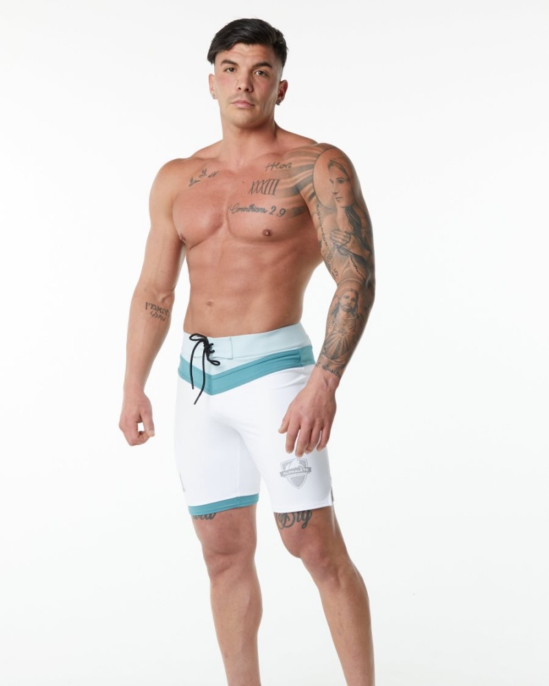 Shorts De Bain Alphalete Trident Competition Corta Blanche Homme | HIS-08420187