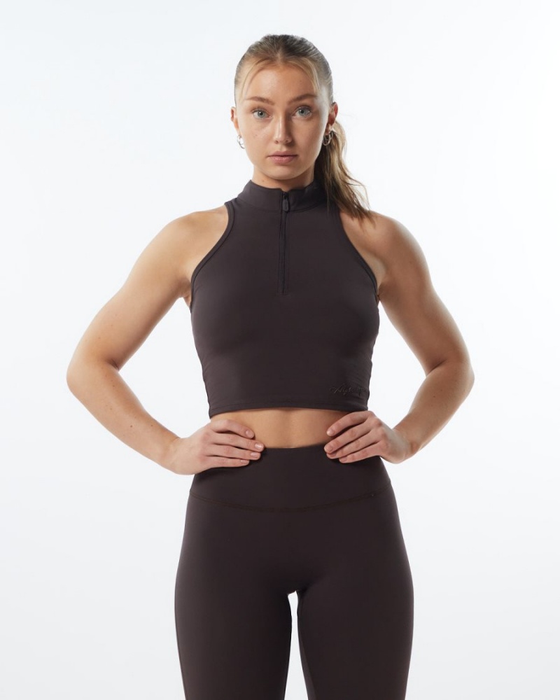 Debardeur Alphalete Pulse Zip Tank Grise Femme | UEP-92217256