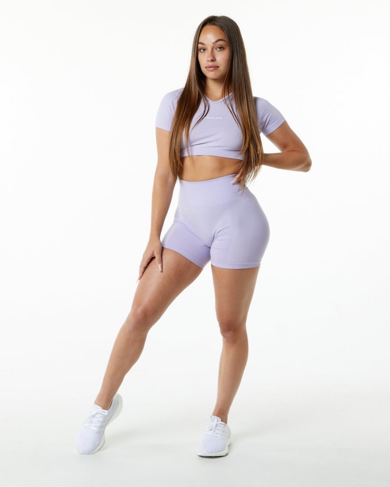 Chemises Alphalete Amplify V-Neck Crop Top Misty Lilac Femme | ZAS-11535131