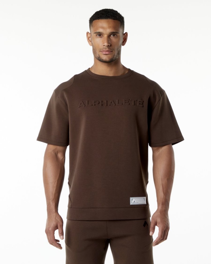 Vestes Alphalete ELMTS Half Sleeve Pullover Marron Homme | YGQ-39105271