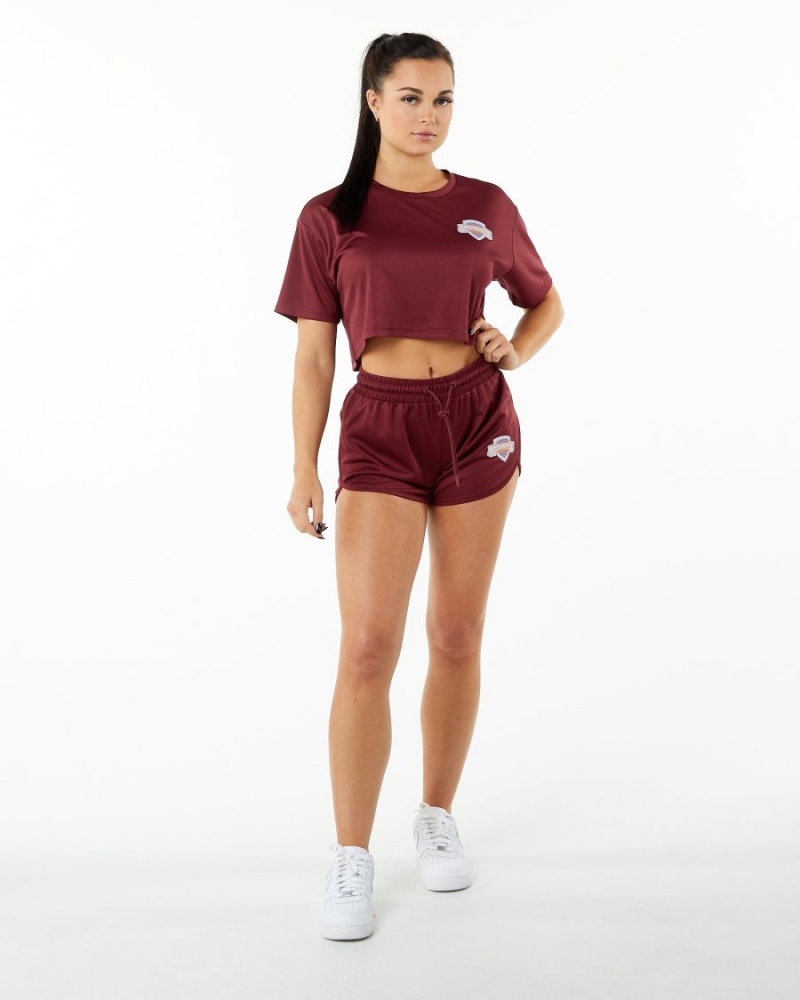 Chemises Alphalete Varsity Crop Crimson Femme | YEY-83058023