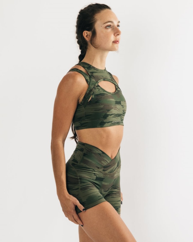 Soutien Gorge Sport Alphalete Surface Keyhole Bra Vert Olive Camouflage Femme | RSY-30550931