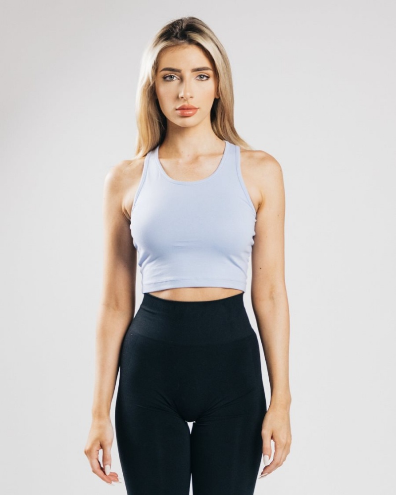 Debardeur Alphalete Essential Crop Tank Bleu Femme | BKY-27937231