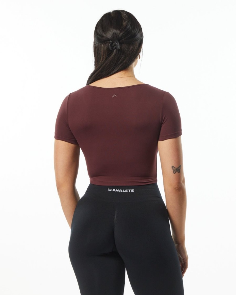 Chemises Alphalete Ultrasoft Pinnacle Tee Wine Femme | ZWL-50058146