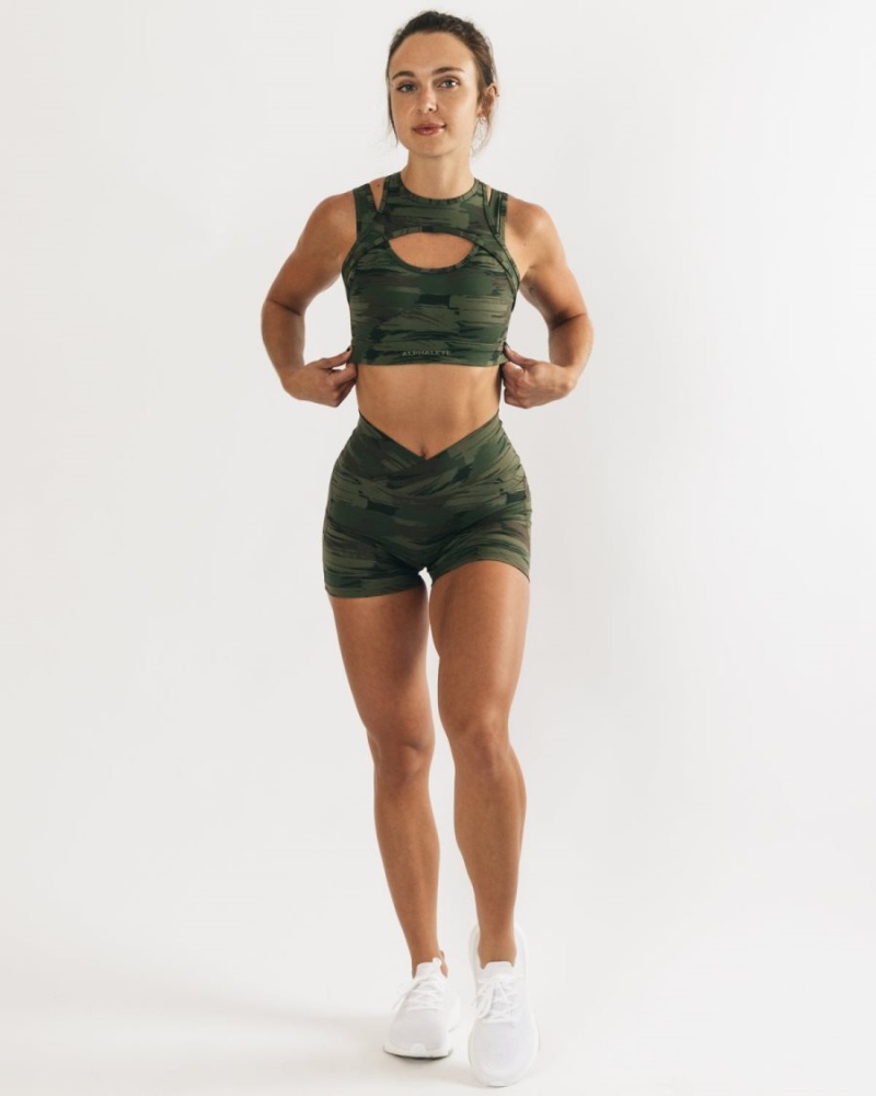 Soutien Gorge Sport Alphalete Surface Keyhole Bra Vert Olive Camouflage Femme | RSY-30550931