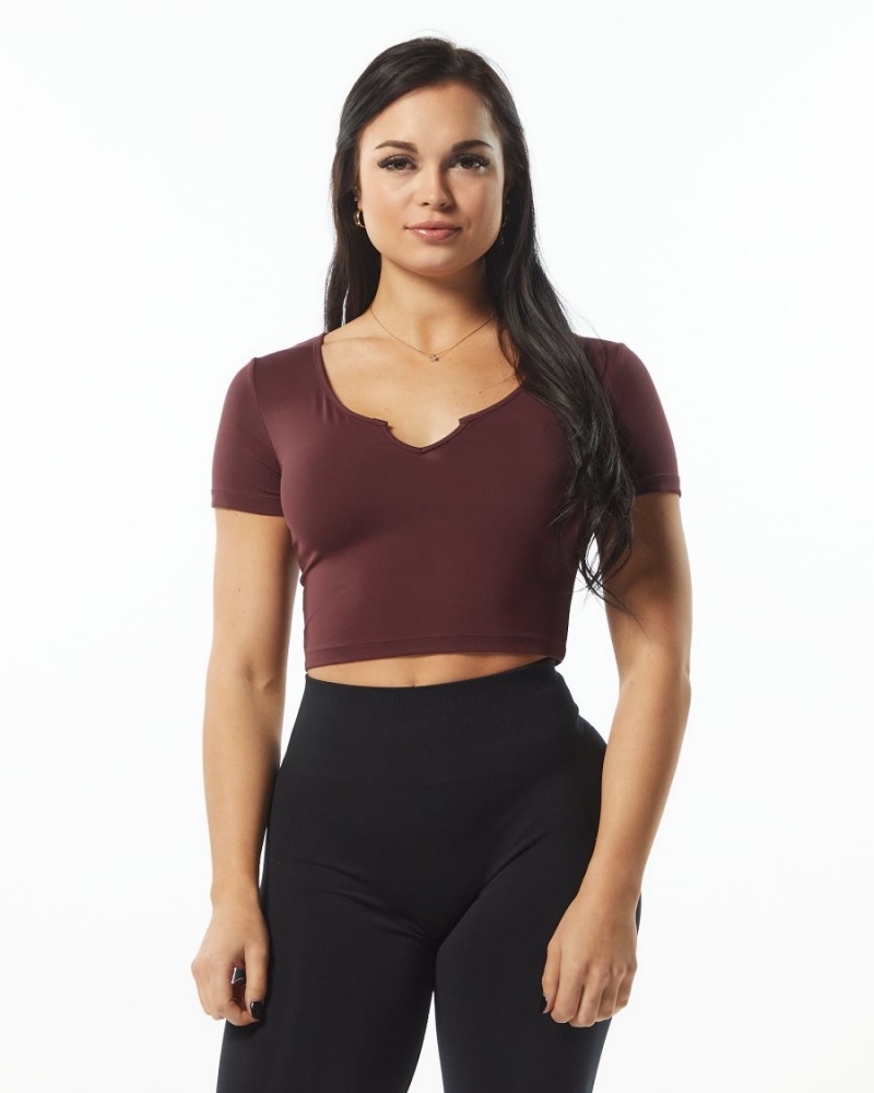 Chemises Alphalete Ultrasoft Pinnacle Tee Wine Femme | ZWL-50058146