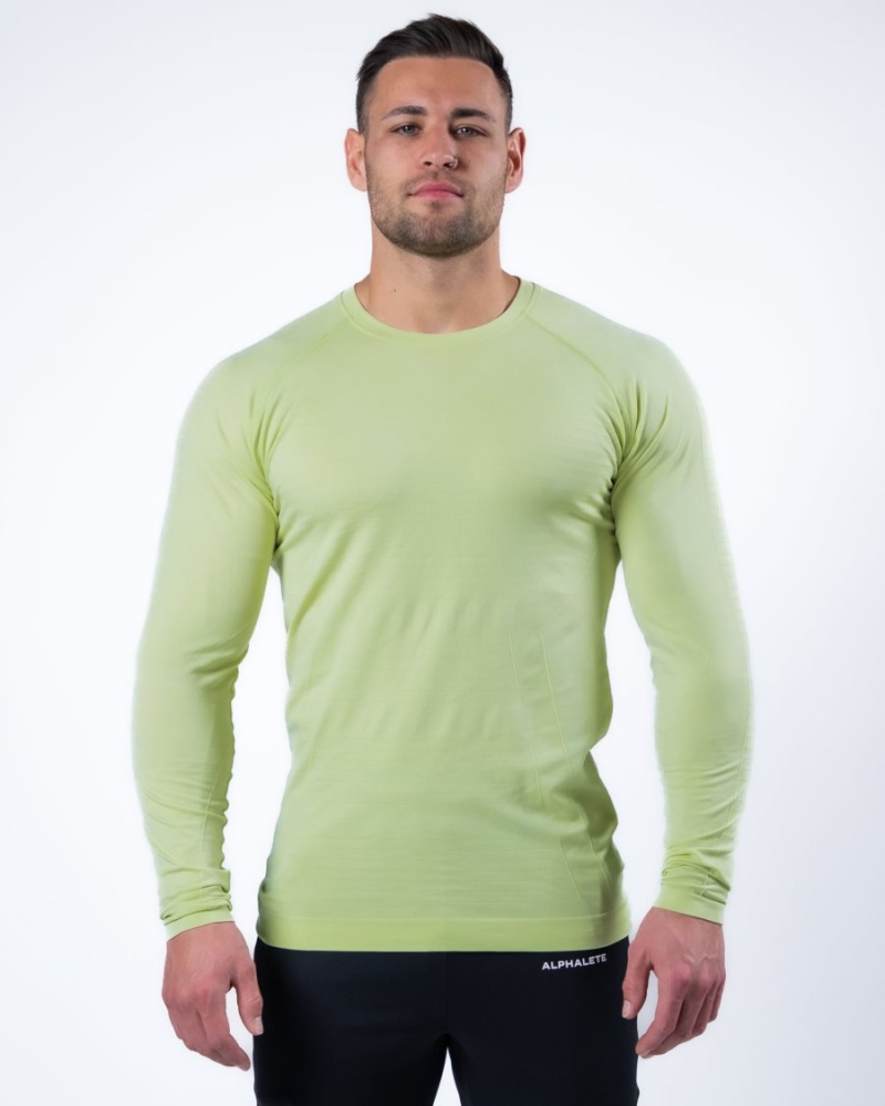 Chemises Alphalete Hero Long Sleeve Tee Frozen Spring Homme | WEZ-39906383