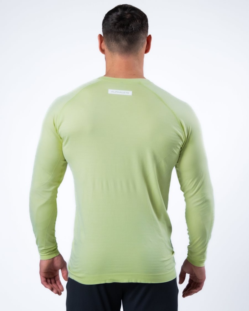 Chemises Alphalete Hero Long Sleeve Tee Frozen Spring Homme | WEZ-39906383