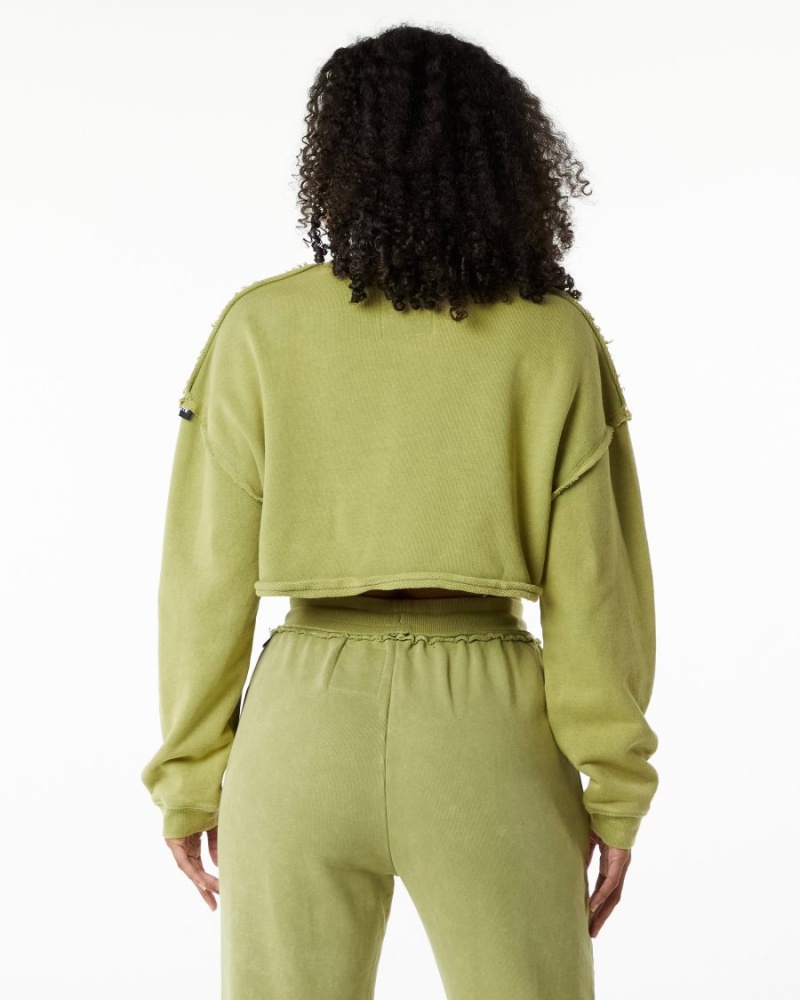 Vestes Alphalete Very Terry Crop Pullover Vert Femme | ZTN-45346246