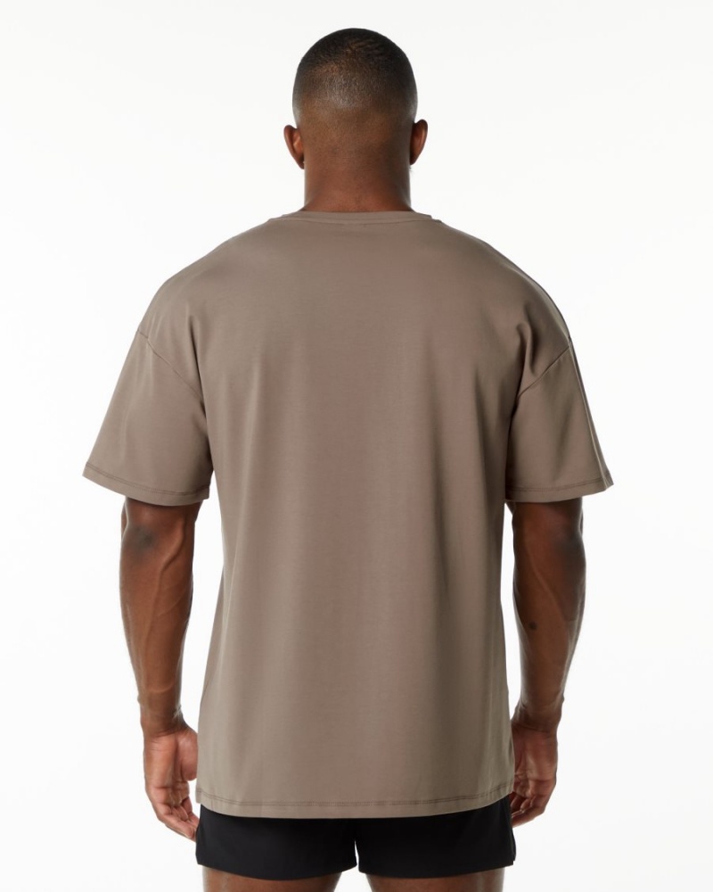 Chemises Alphalete Emblem Tee Mocha Homme | VBZ-29516639