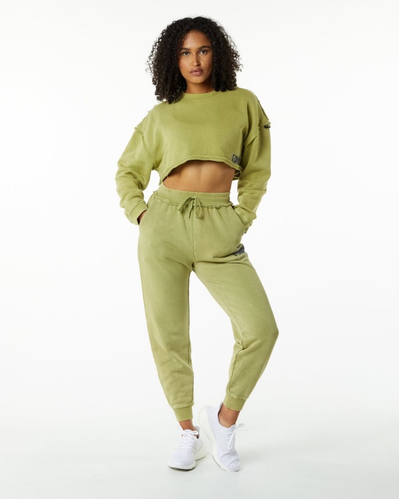 Vestes Alphalete Very Terry Crop Pullover Vert Femme | ZTN-45346246