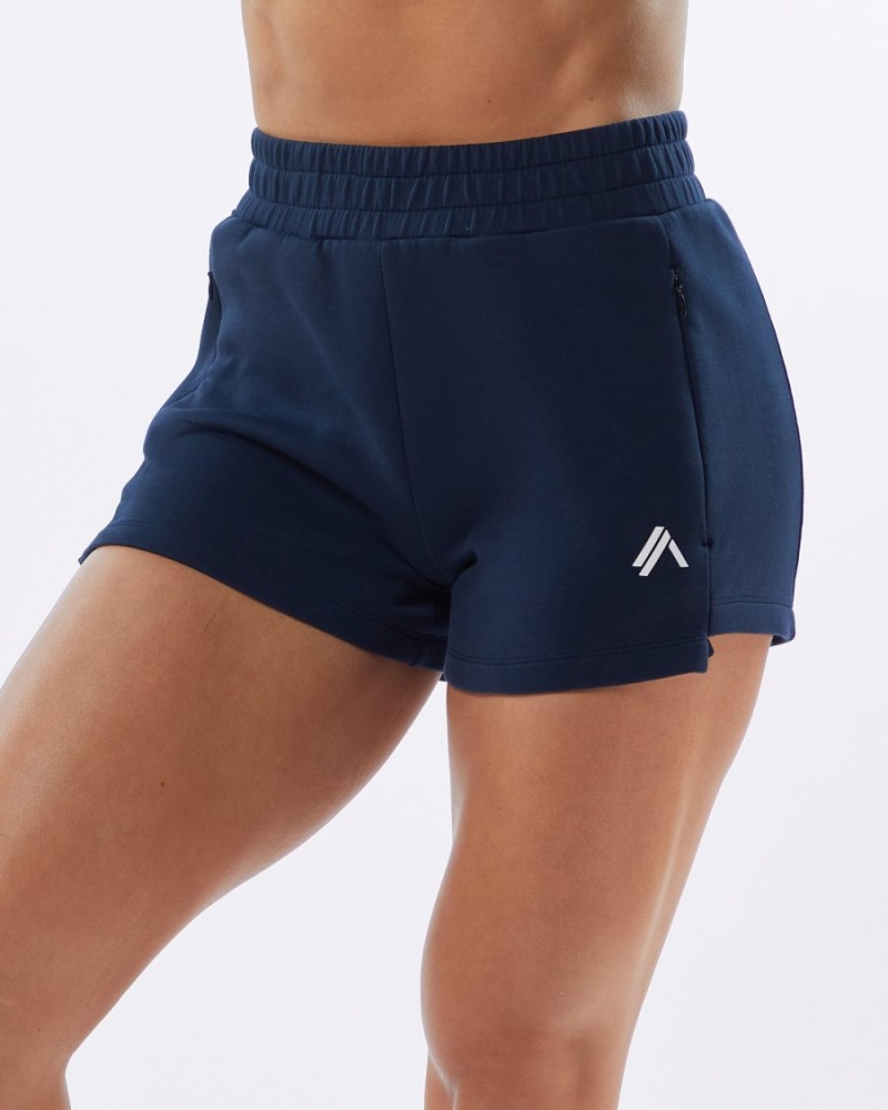 Short Alphalete ELMTS Athlétiques Corta 3.5" Bleu Marine Femme | ELQ-09731144