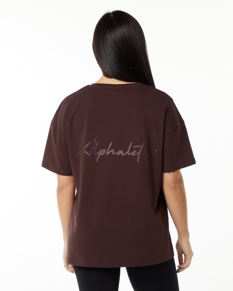 Chemises Alphalete Signature Oversized Tee Bordeaux Femme | LYI-02035783