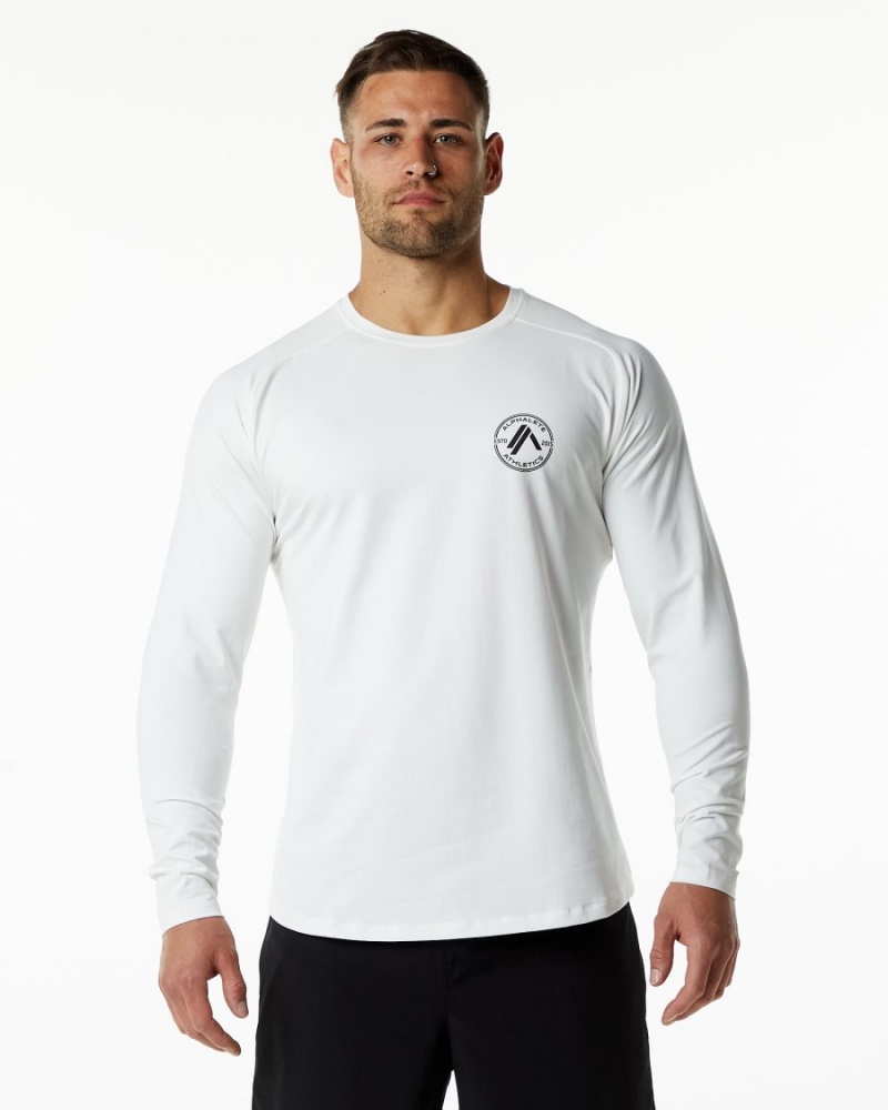 Chemises Alphalete Dynasty LS Tee Blanche Homme | JRF-04479365