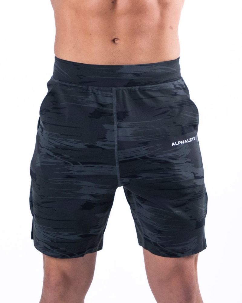 Short Alphalete Trace Corta 8" Noir Camouflage Homme | BDW-09329669