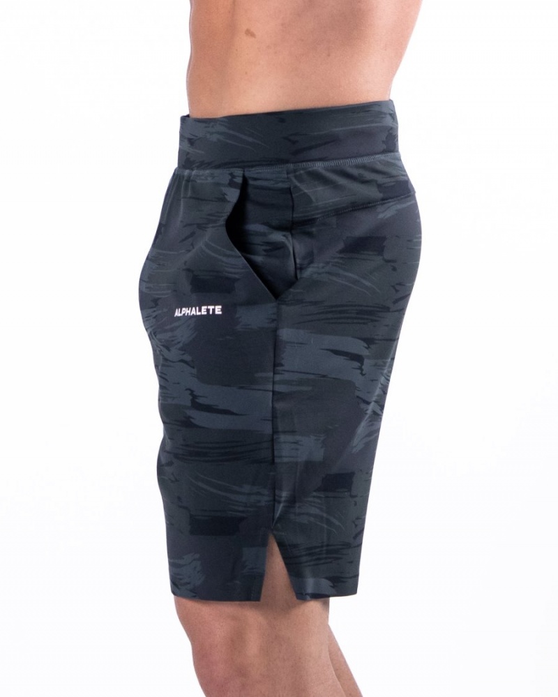 Short Alphalete Trace Corta 8" Noir Camouflage Homme | BDW-09329669