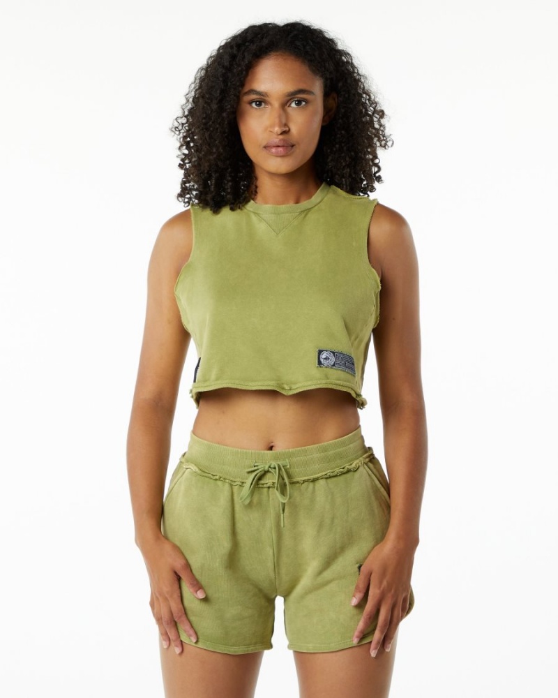 Debardeur Alphalete Very Terry Crop Cutoff Vert Femme | FUF-72097252