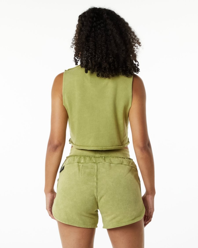 Debardeur Alphalete Very Terry Crop Cutoff Vert Femme | FUF-72097252