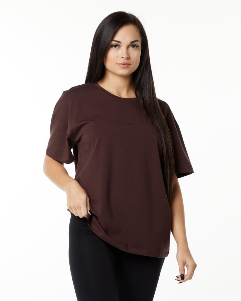 Chemises Alphalete Signature Oversized Tee Bordeaux Femme | LYI-02035783