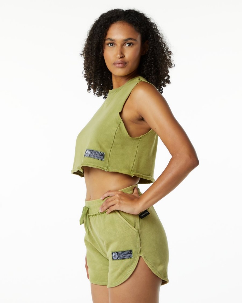 Debardeur Alphalete Very Terry Crop Cutoff Vert Femme | FUF-72097252