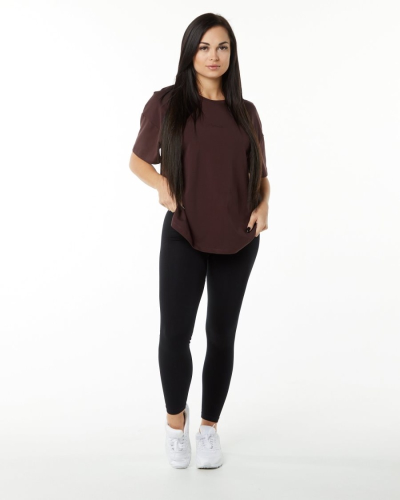 Chemises Alphalete Signature Oversized Tee Bordeaux Femme | LYI-02035783