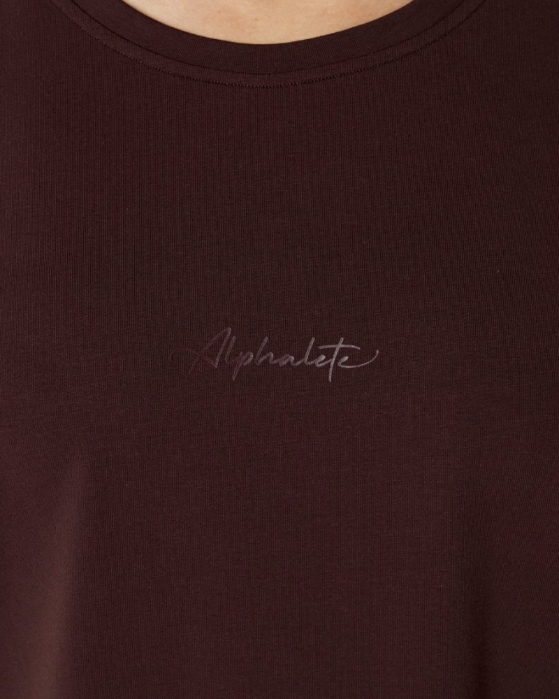 Chemises Alphalete Signature Oversized Tee Bordeaux Femme | LYI-02035783