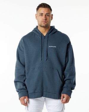 Vestes Alphalete Classiche Full-Zip Jacket Bleu Homme | YDQ-83561505