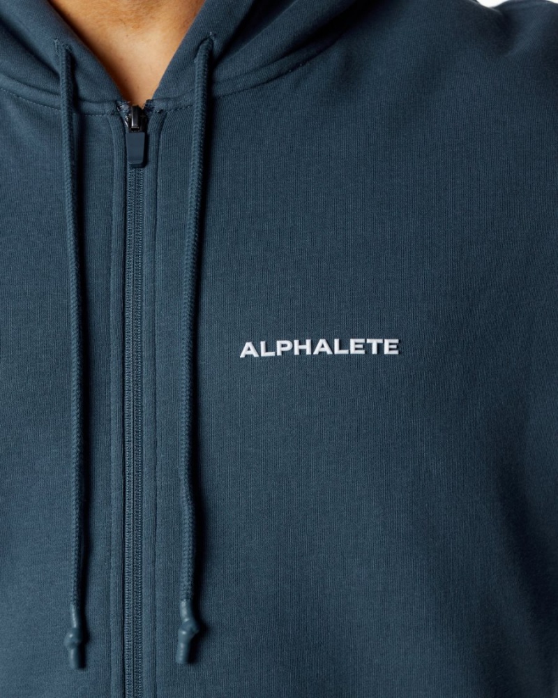 Vestes Alphalete Classiche Full-Zip Jacket Bleu Homme | YDQ-83561505