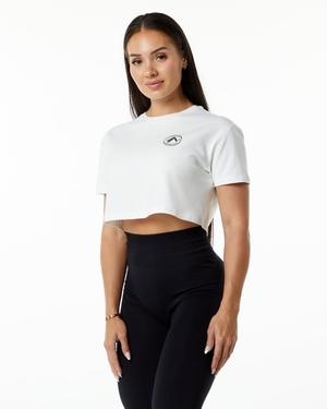 Chemises Alphalete Dynasty Crop Blanche Femme | YBC-91806717