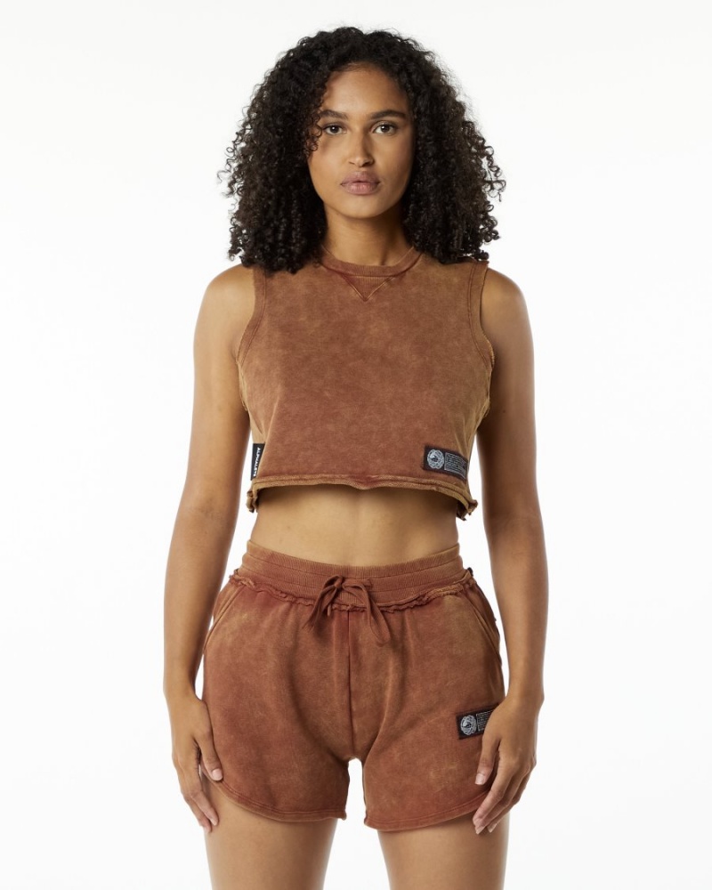 Debardeur Alphalete Very Terry Crop Cutoff Bloodstone Femme | FYL-99001509