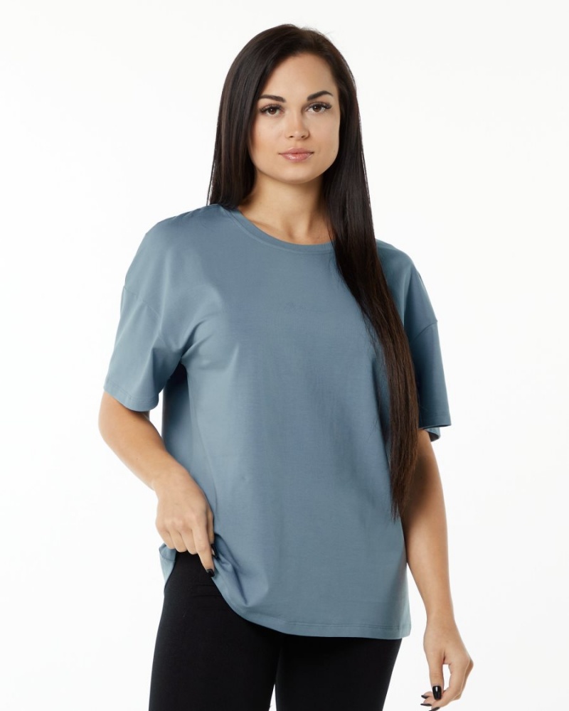 Chemises Alphalete Signature Oversized Tee Bleu Femme | CWY-78191254