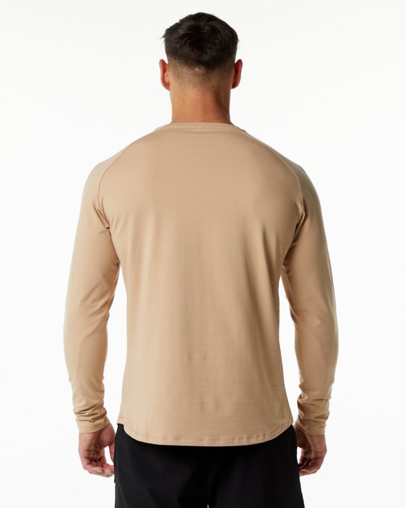 Chemises Alphalete Dynasty LS Tee Taupe Homme | YHA-17744795