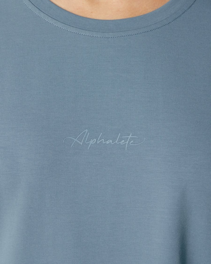 Chemises Alphalete Signature Oversized Tee Bleu Femme | CWY-78191254