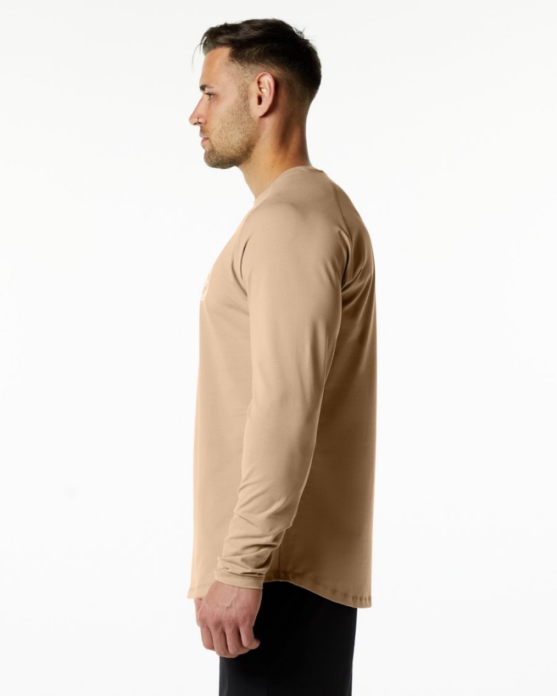 Chemises Alphalete Dynasty LS Tee Taupe Homme | YHA-17744795