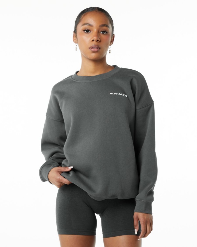 Manches Longues Alphalete Classiche Crew Smoke Femme | SNO-92542119