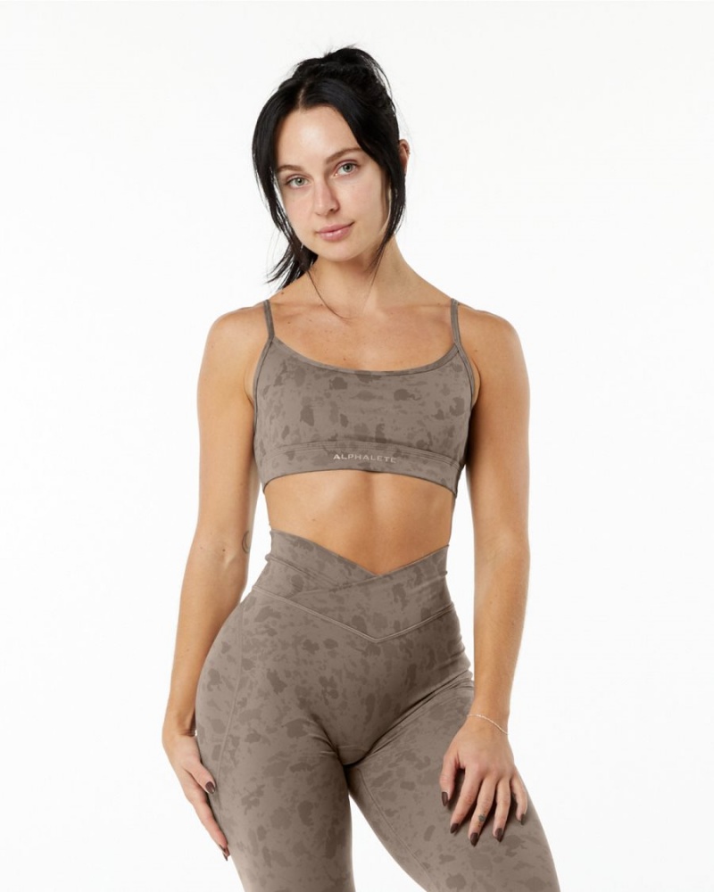 Soutien Gorge Sport Alphalete Surface Limitless Bra Pebble Print Mocha Femme | TOR-51280293