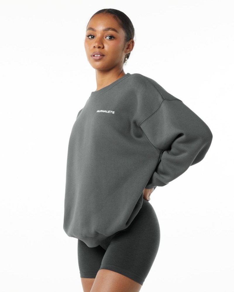 Manches Longues Alphalete Classiche Crew Smoke Femme | SNO-92542119