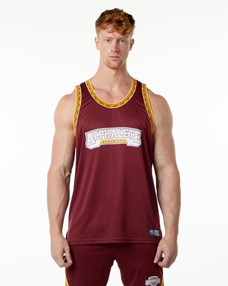 Stringers Alphalete Varsity Basketball Jersey Crimson Homme | SIE-72706013