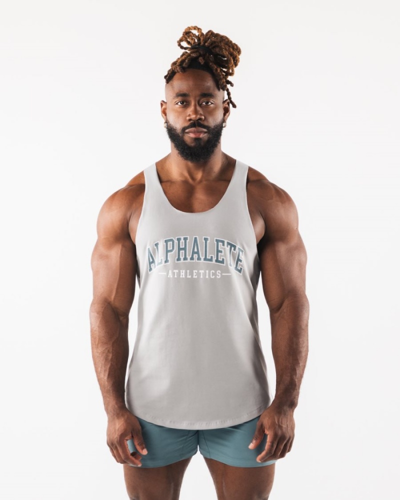 Debardeur Alphalete Paisley Print Raw Cut Tank Grise Homme | TQQ-97734107