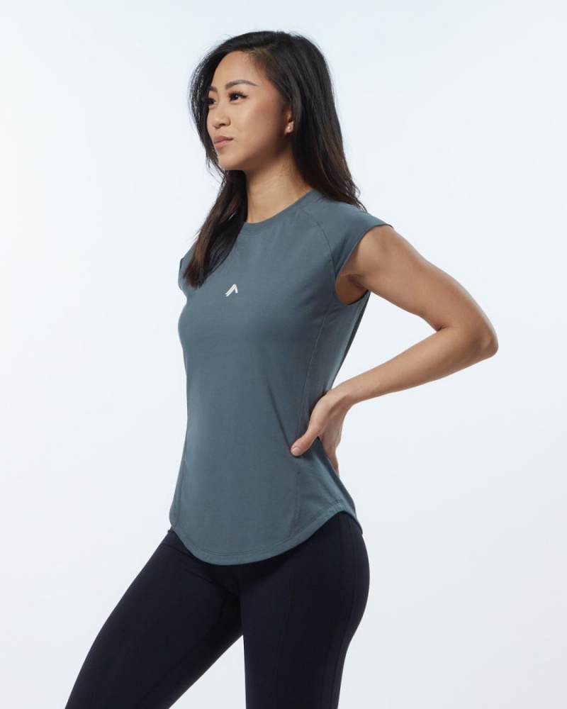 Chemises Alphalete Velocity Tee Grise Femme | OBT-41846670