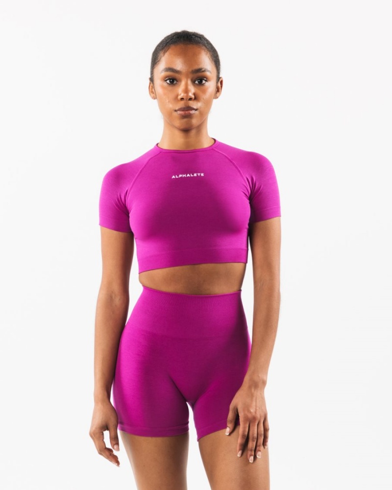 Chemises Alphalete Amplify SS Crop Candy Crush Femme | XNY-39602716