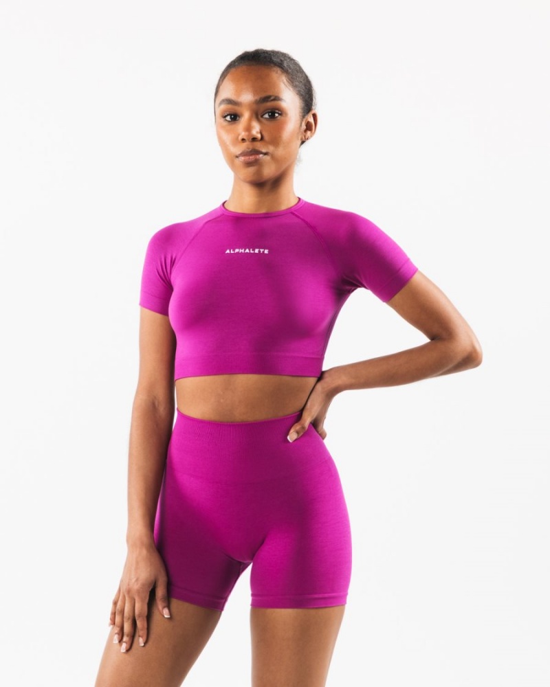 Chemises Alphalete Amplify SS Crop Candy Crush Femme | XNY-39602716