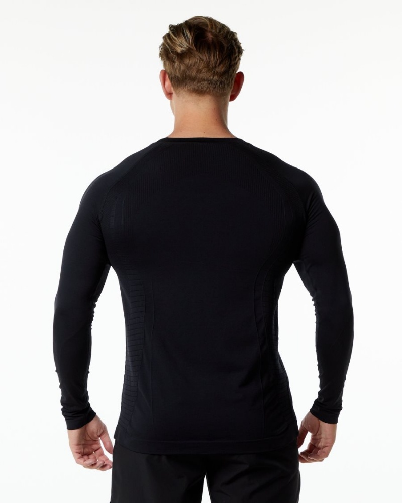 Chemises Alphalete Ozone LS Tee Noir Homme | JJD-99704400