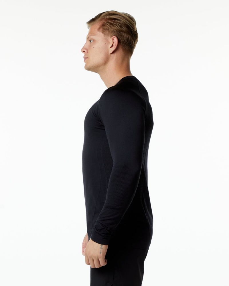 Chemises Alphalete Ozone LS Tee Noir Homme | JJD-99704400