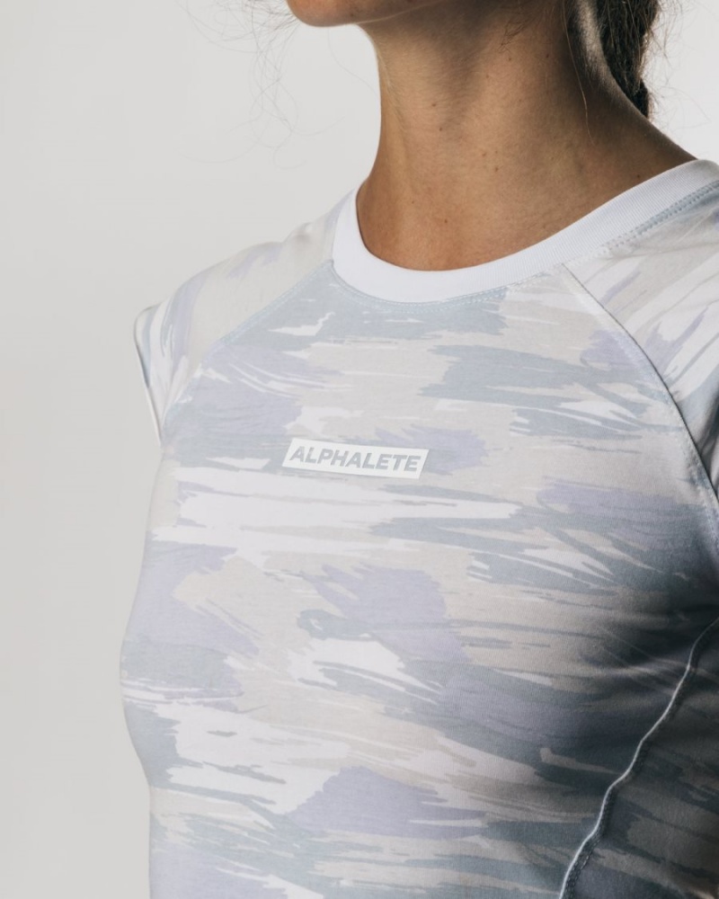 Chemises Alphalete Velocity Crop Tee Camouflage Femme | NNO-26296055