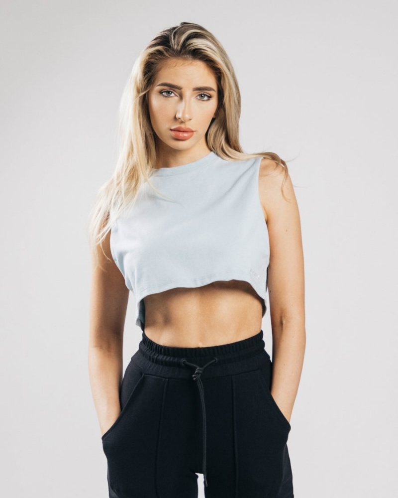 Debardeur Alphalete Heavy Coton Cropped Cutoff Bleu Femme | TTK-75882007