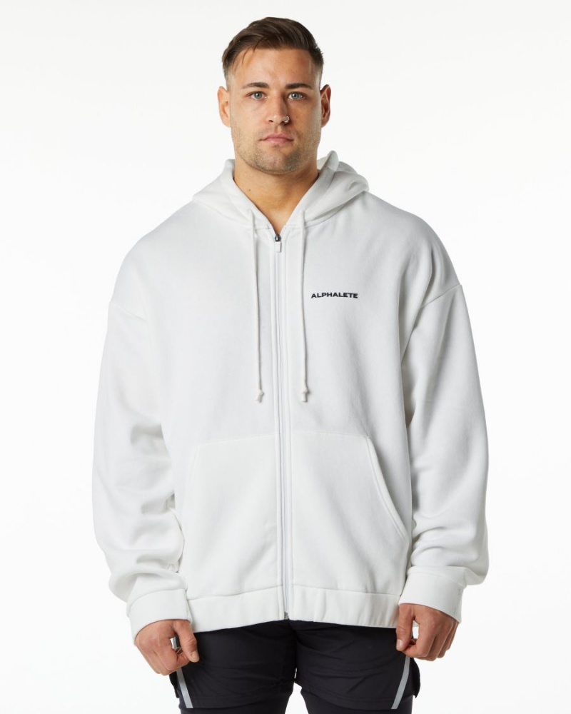 Vestes Alphalete Classiche Full-Zip Jacket Blanche Homme | SGM-77048160